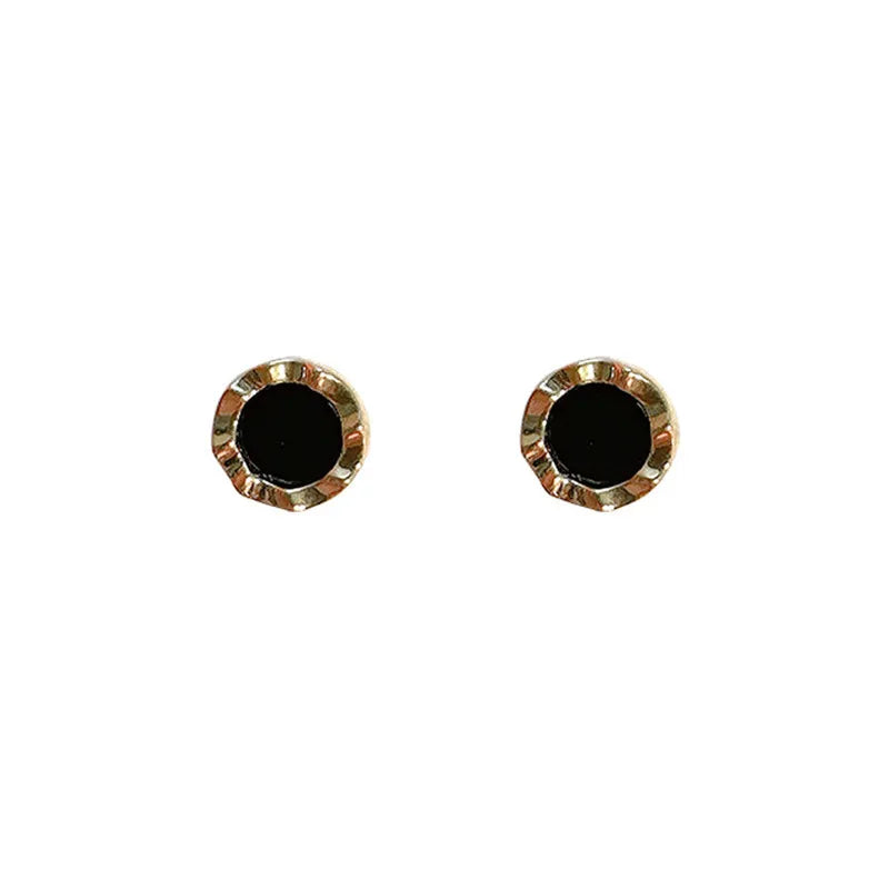 Classic Black Round Small Stud Earrings for Women Golden Color Simple Geometry Girls Trendy Earrings Punk Jewelry Gift