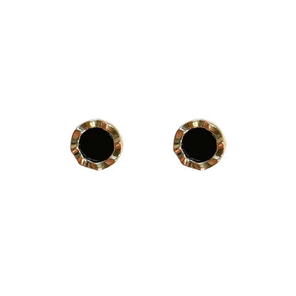 Classic Black Round Small Stud Earrings for Women Golden Color Simple Geometry Girls Trendy Earrings Punk Jewelry Gift