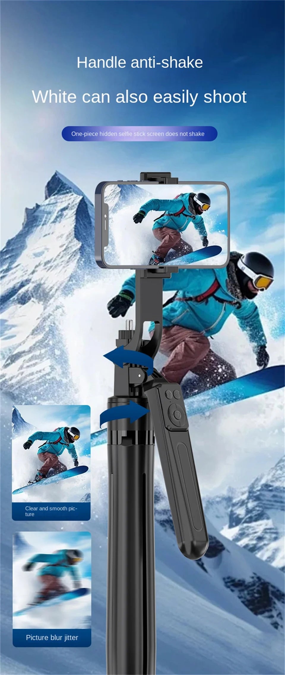 COOL DIER Nouveau trépied pour appareil photo de smartphone, support de trépied avec obturateur Bluetooth, supports de bâton de selfie sans fil avec support de téléphone