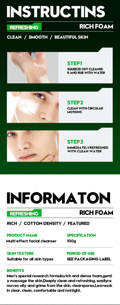 SADOER Nettoyant Visage pour Hommes  Hydratant,  anti-acné, purifie.