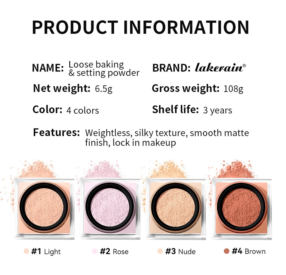 poudre de fixation en Contrôle de longue durée Visage naturel mat Imperméable BrighTening Poudre en vrac Maquillage Cosmétiques