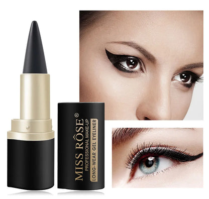 Eyeliner imperméable à séchage rapide, mat à extrémité unique noir solide.
