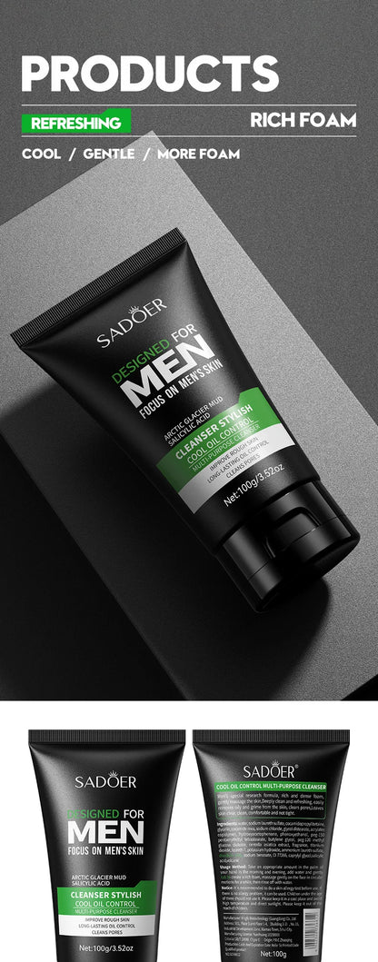 SADOER Nettoyant Visage pour Hommes  Hydratant,  anti-acné, purifie.