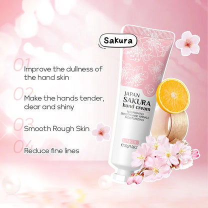 LAIKOU Sakura Crème pour les mains Blanchiment Élimination des rides Anti-fissure Hydratant Fade Lignes fines Corée Soins de la peau Santé Beauté 30g