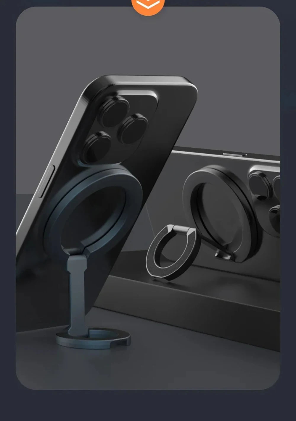 Support d'anneau de téléphone magnétique double face Support de téléphone portable pliable portable Support de voiture Accessoires de téléphone pour iPhone Huawei Xiaomi