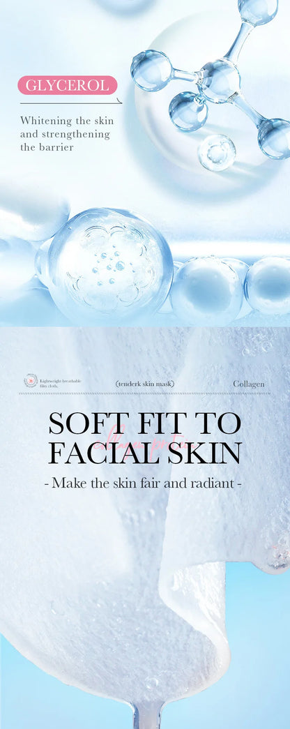 5pcs SADOER Sakura Face Mask Facial Skincare Moisturizing Brightening Hydrating Firming Collagen Facial Masks Face Sheet Mask