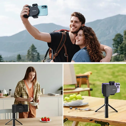 Smartphone Selfie Handle Phone Camera Snap Grip avec télécommande d’obturateur détachable pour iPhone 16/15/14 Vlog Video Shoot Accessoire