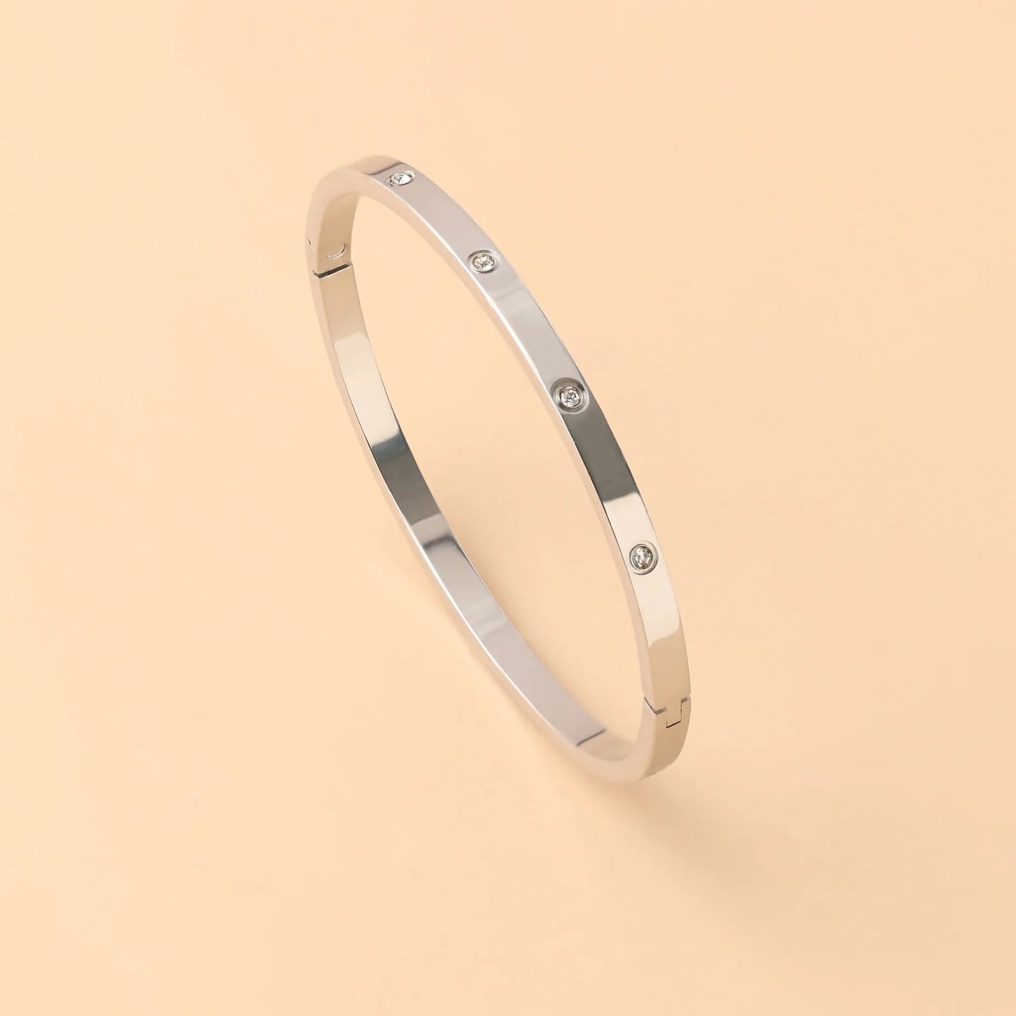 Bracelet tendance en acier inoxydable et oxyde de zirconium pour femme et homme,résistant à la lumière.