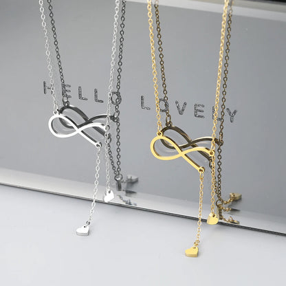 Colliers en acier inoxydable Infinity Symbol Tassel Sweet Heart Pendentifs Chaînes Mode Choker Collier pour femmes