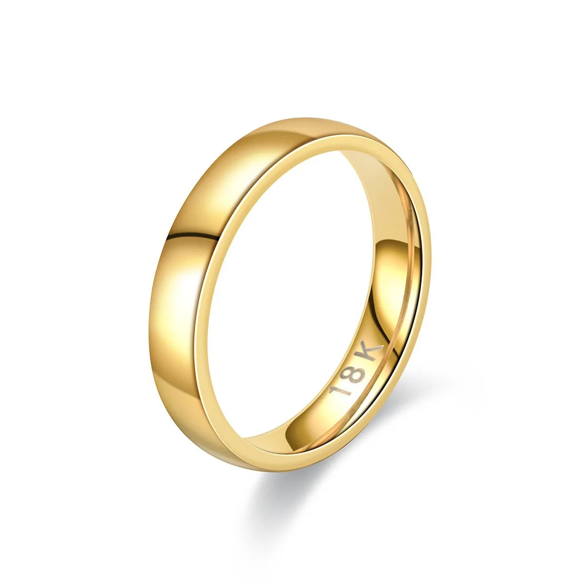 Bague Couple en Acier Inoxydable Plaqué Or 18K – Couleur Argent, 4 mm