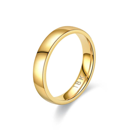 Bague Couple en Acier Inoxydable Plaqué Or 18K – Couleur Argent, 4 mm