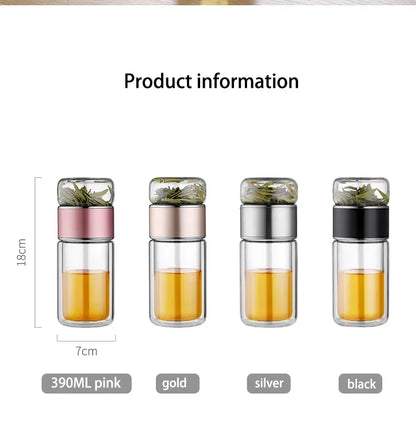 430ml Glass Tea Infuser Bottle Tea Flood Cup.