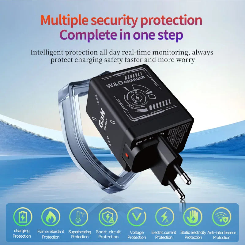 Chargeur 2-en-1 GaN 120W – Câble rétractable Type-C & Lightning | Adaptateur Portable Universel (F3)