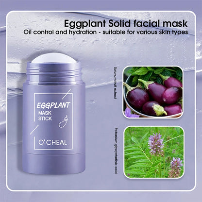 Masque facial solide Stick Thé vert Miel Pêche Nettoyage des pores Hydratant Long charbon de bois Aubergine Film de boue