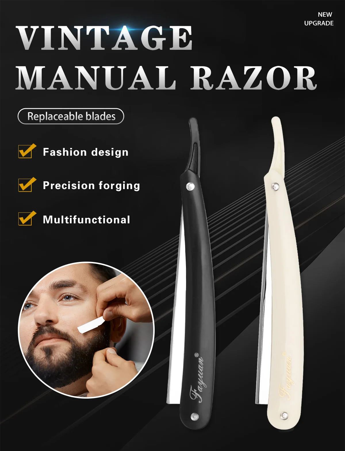 Rasoir Manuel pour Hommes – Rasoir de Sécurité en Acier Inoxydable  Rasage précis, durable et élégant – Livré avec 10 lames de rechange