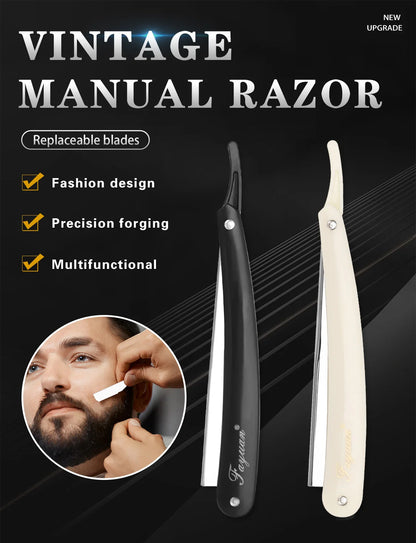 Rasoir Manuel pour Hommes – Rasoir de Sécurité en Acier Inoxydable  Rasage précis, durable et élégant – Livré avec 10 lames de rechange