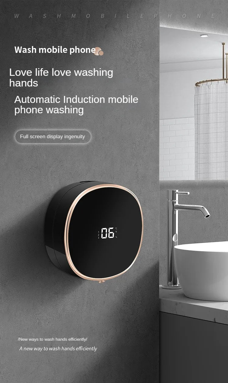 Distributeur de savon liquide à capteur de lavage à main à induction automatique sans contact avec capteur infrarouge avec affichage numérique de la température