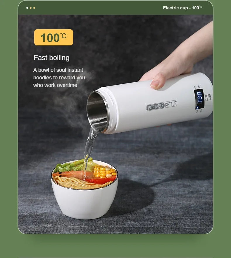 Bouilloire électrique de voyage 500ML Eau à ébullition rapide Chauffe-lait portable pour bébé Bouilloire thermo en acier inoxydable 304