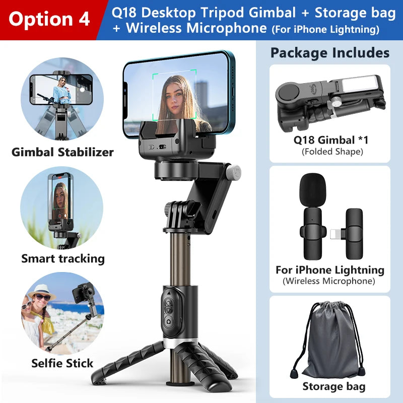 Rotation à 360° suivant le mode de prise de vue Stabilisateur de cardan Selfie Stick Trépied pour iPhone.