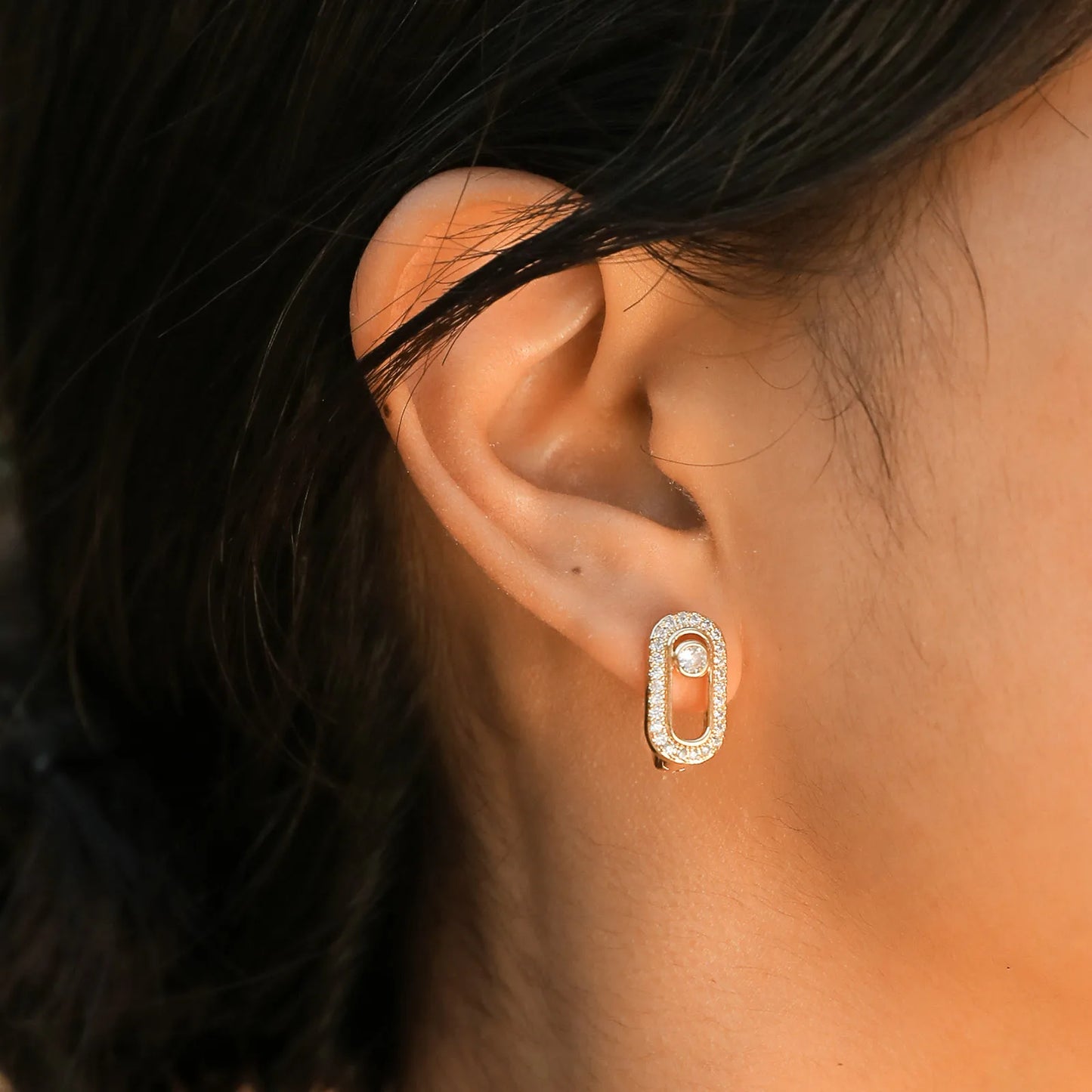 Boucles d'Oreilles Créoles Géométriques – Style Trombone & Zirconium AAA