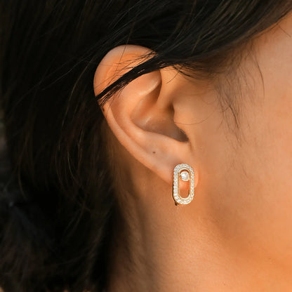 Boucles d'Oreilles Créoles Géométriques – Style Trombone & Zirconium AAA