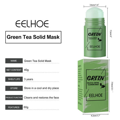 Masque facial solide nettoyant au thé vert Le bâtonnet nettoie les pores Élimine l'acné.