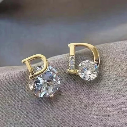 Boucles d'oreilles lettre D pour femmes Boucles d'oreilles en zircon brillant  Bijoux unique
