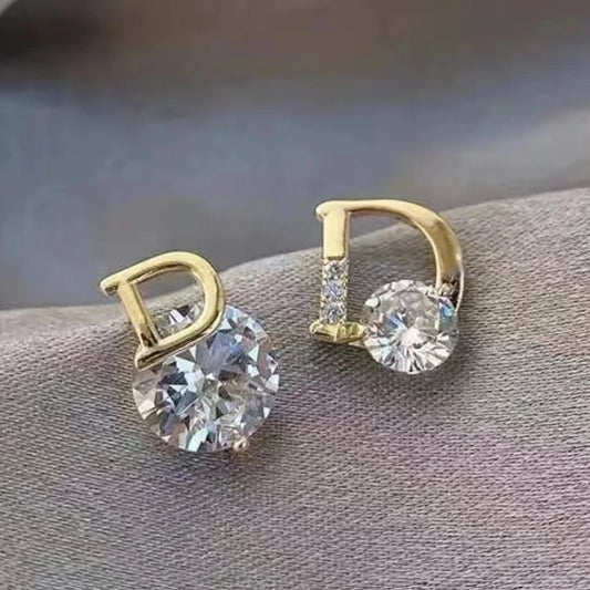 Boucles d'oreilles lettre D pour femmes Boucles d'oreilles en zircon brillant  Bijoux unique
