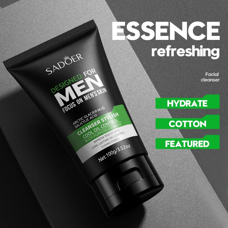 SADOER Nettoyant Visage pour Hommes  Hydratant,  anti-acné, purifie.