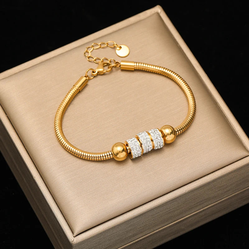 EILIECK Bracelet Torsadé en Acier Inoxydable 316L – Plaqué Or 18K, Étanche & Tendance Femme