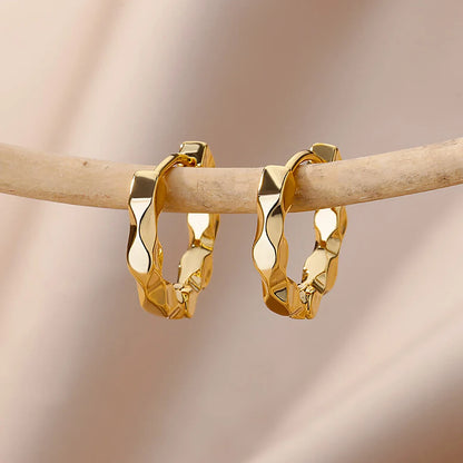 Boucles d'oreilles rondes élégantes pour femmes créoles en acier inoxydable de luxe Vintage Wedding Engagement Aesthetic Jewerly aretes