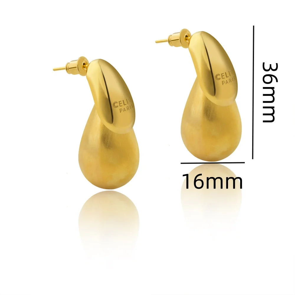 Boucles d'oreilles goutte d'eau transparentes pour femmes, plaquées or, élégantes et modernes