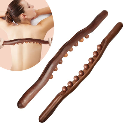 Gua Sha Massage Stick Back Dragage Méridiens Grattage Acupression 8/20 Perles Muscle carbonisé Rouleau de massage corporel relaxant