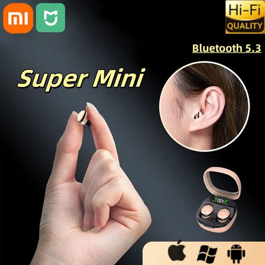 Xiaomi Mini sans fil Bluetooth 5.3 Casque Petits écouteurs Sommeil Travail Musique Sports Invisible HD HIFI Basse Qualité sonore Écouteurs