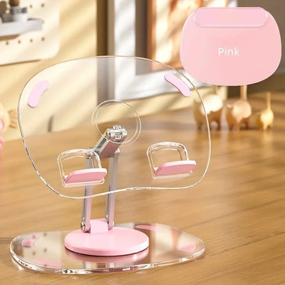 Support de téléphone portable transparent rotatif à 360° Support plat multifonctionnel Support de téléphone portable rétractable