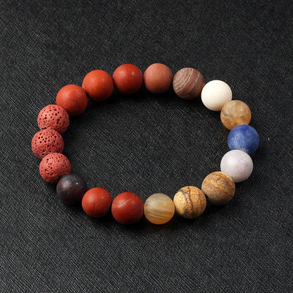 🌌 Bracelet Galaxie – 8 Planètes du Système Solaire & Étoile Gardienne