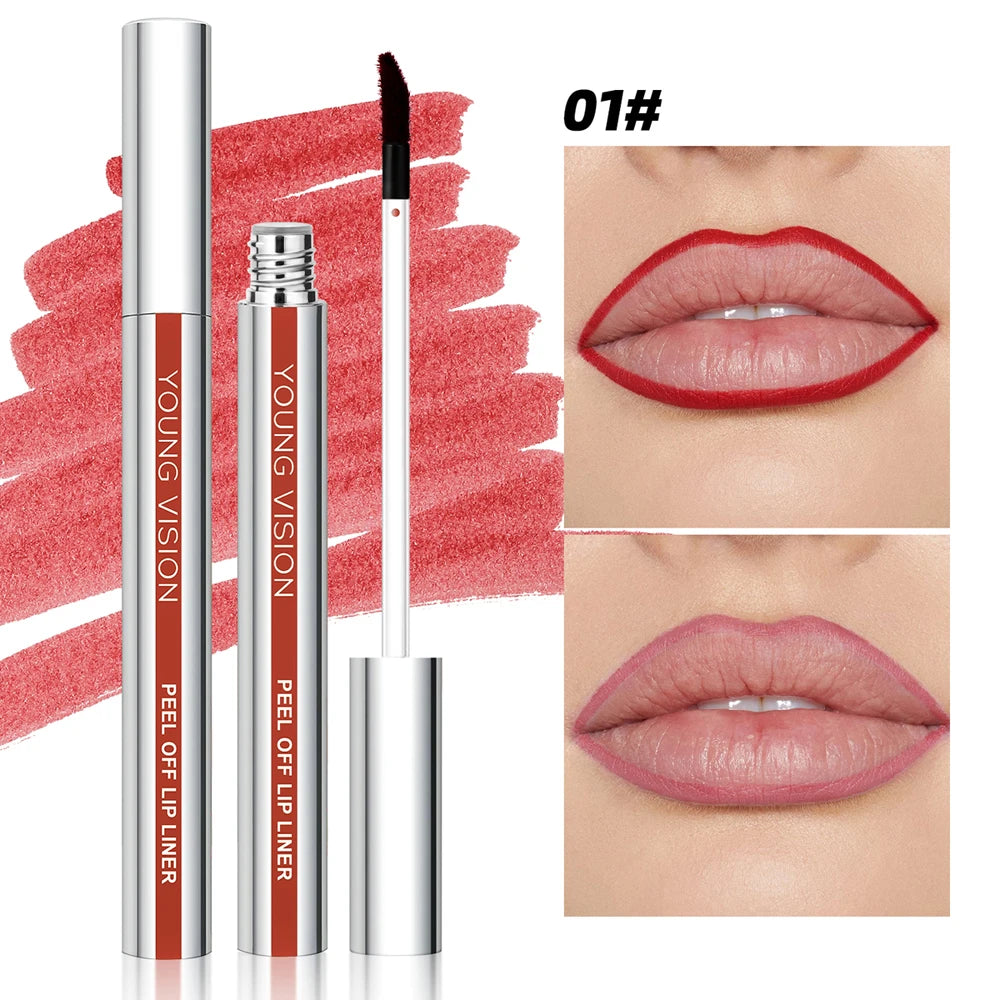 YOUNG VISION Tear-Off Lip Liner Peel-Off Lip Liner Matte Smudge-Free Hook & Loop Lip Pencil Crayon de maquillage 3 couleurs