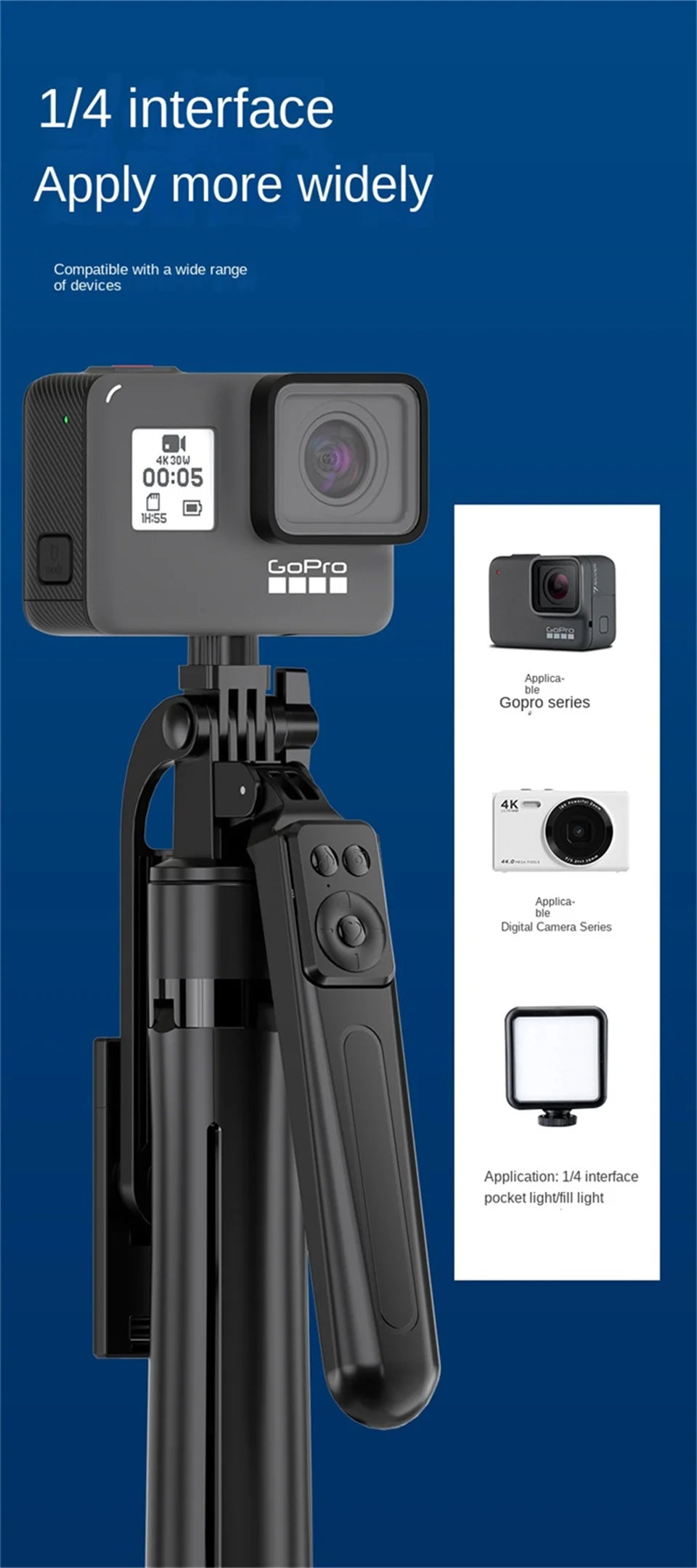 COOL DIER Nouveau trépied pour appareil photo de smartphone, support de trépied avec obturateur Bluetooth, supports de bâton de selfie sans fil avec support de téléphone