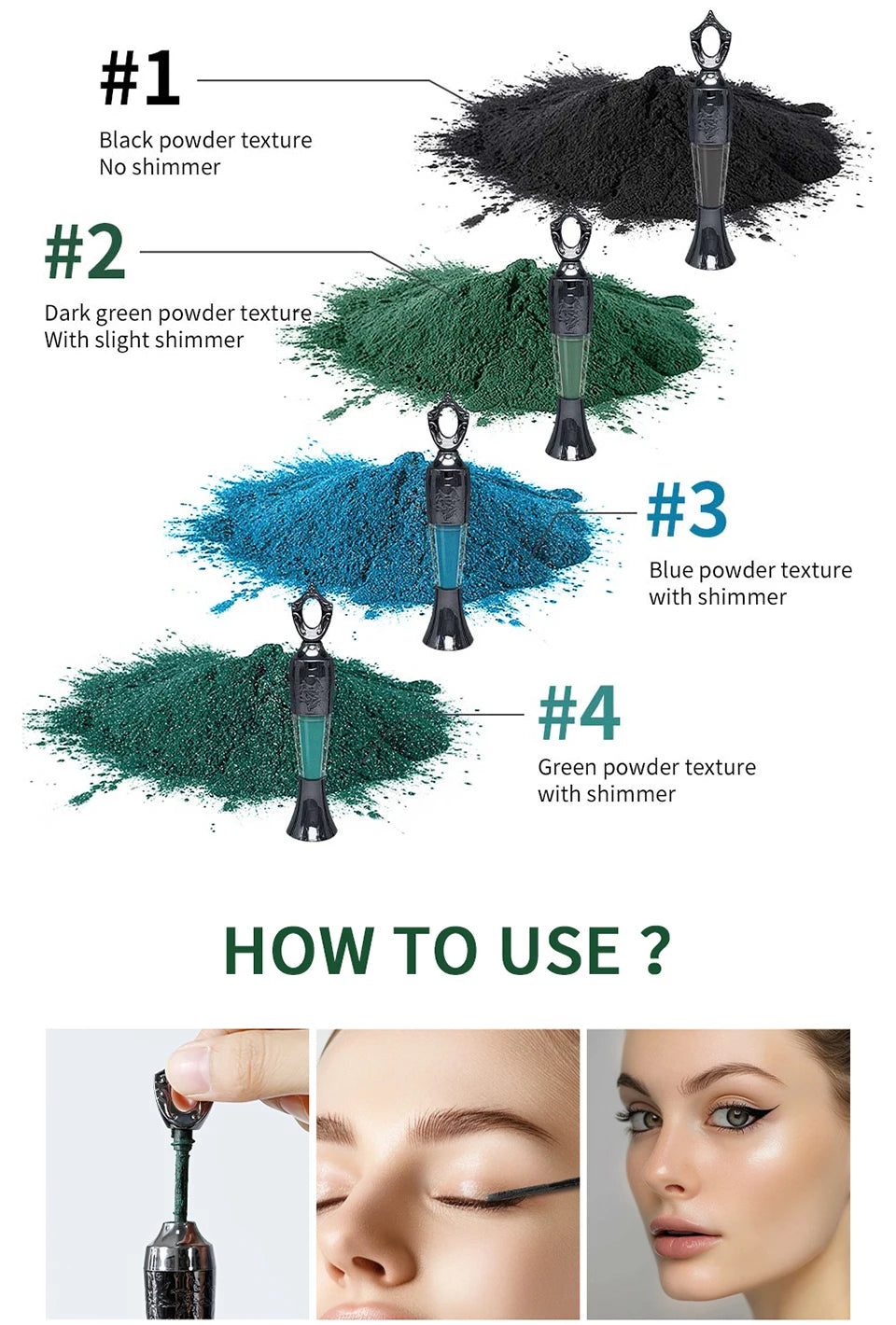 4Colors Etro Bottle Powder Eyeliner Mineral Powder Eye Liner Stick Imperméable Longue Durée Noir Kohl.