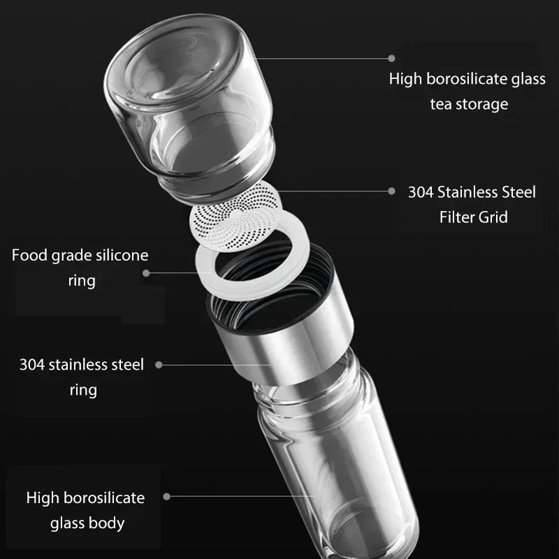 430ml Glass Tea Infuser Bottle Tea Flood Cup.