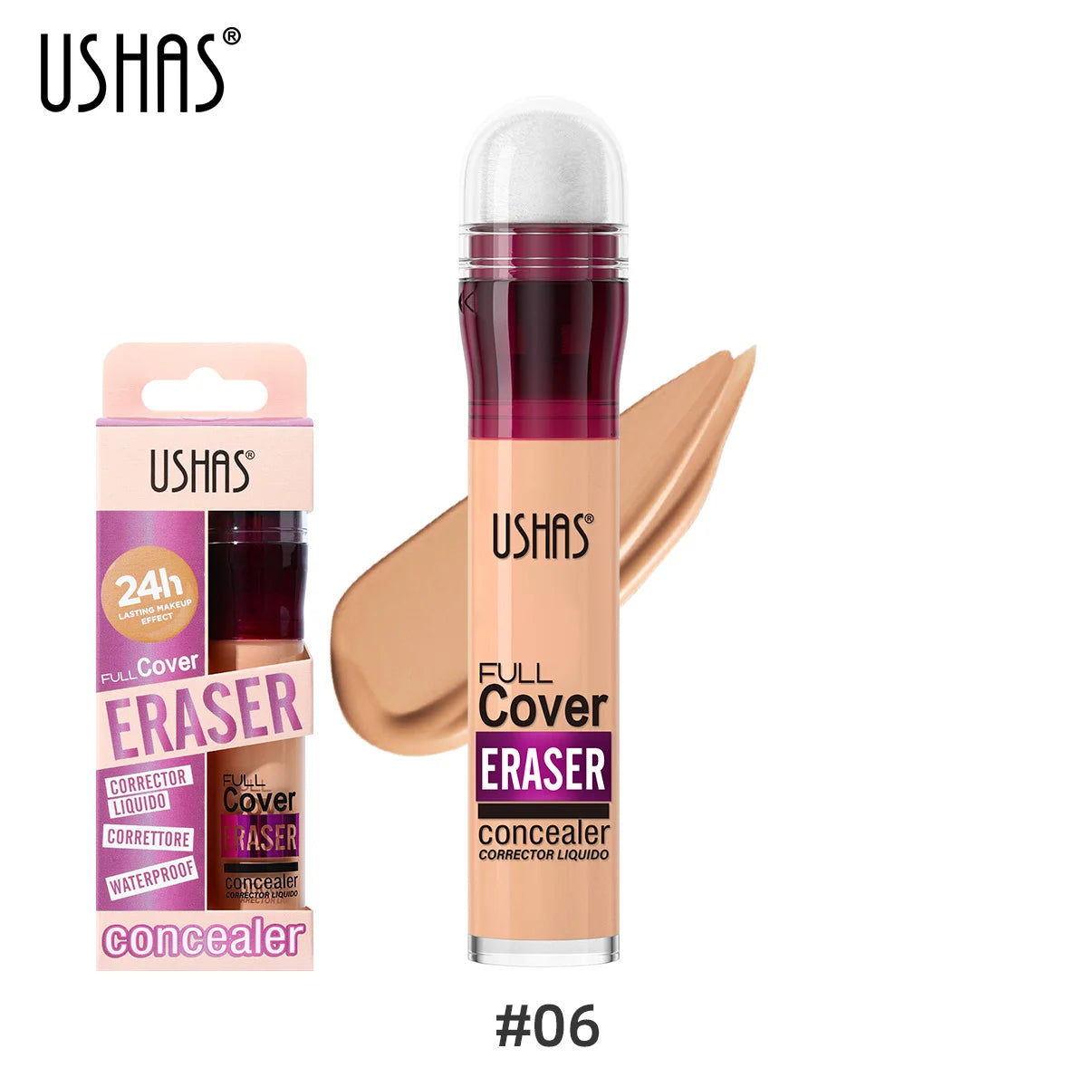 USHAS 12 couleurs tête d'éponge rotative fond de teint liquide anti-correcteur longue durée liquide n'enlève pas le maquillage correcteur imperméable