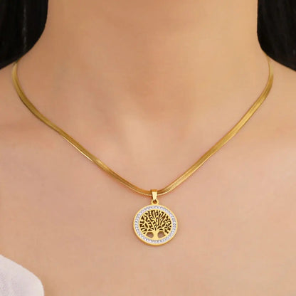 Collier LIKGREAT Arbre de Vie Celtique – Acier Inoxydable & Zircon, Style Vintage Unisexe