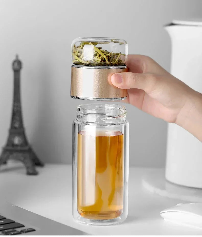 430ml Glass Tea Infuser Bottle Tea Flood Cup.
