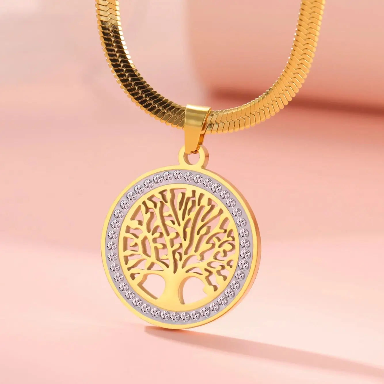 Collier LIKGREAT Arbre de Vie Celtique – Acier Inoxydable & Zircon, Style Vintage Unisexe