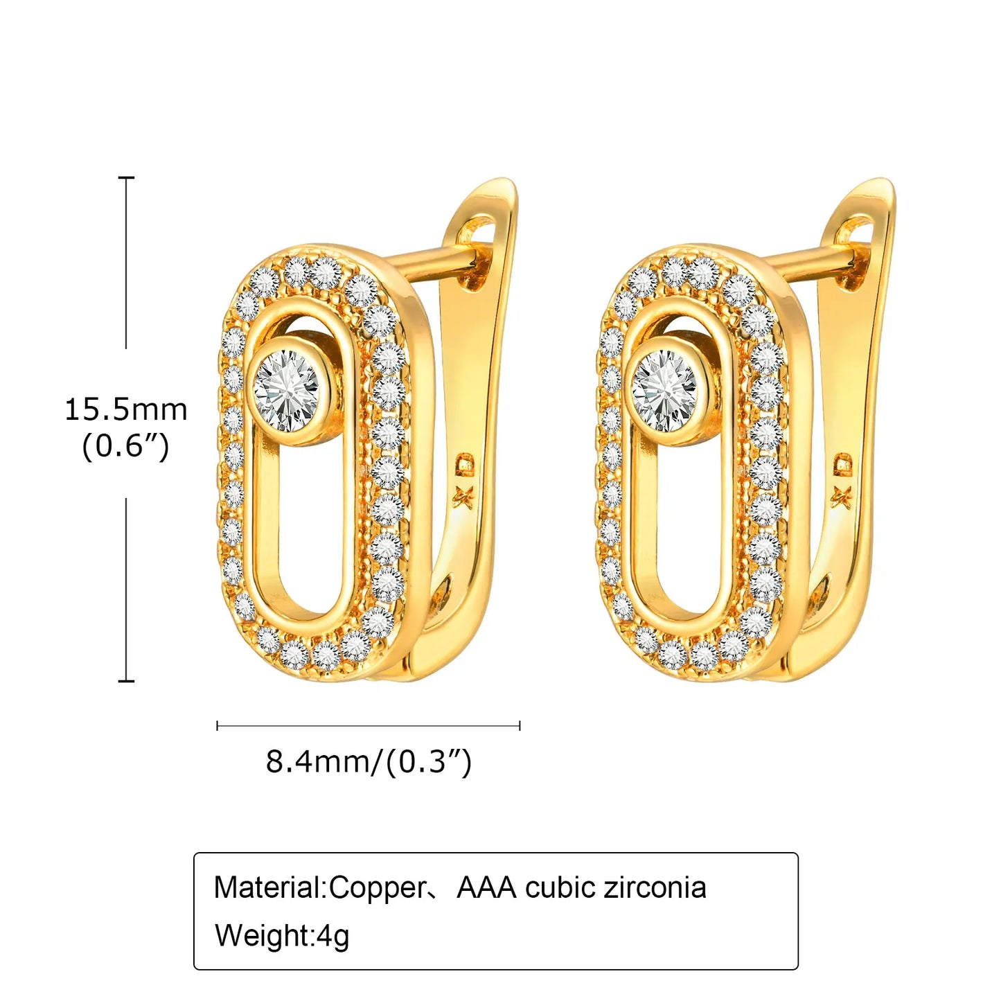 Boucles d'Oreilles Créoles Géométriques – Style Trombone & Zirconium AAA