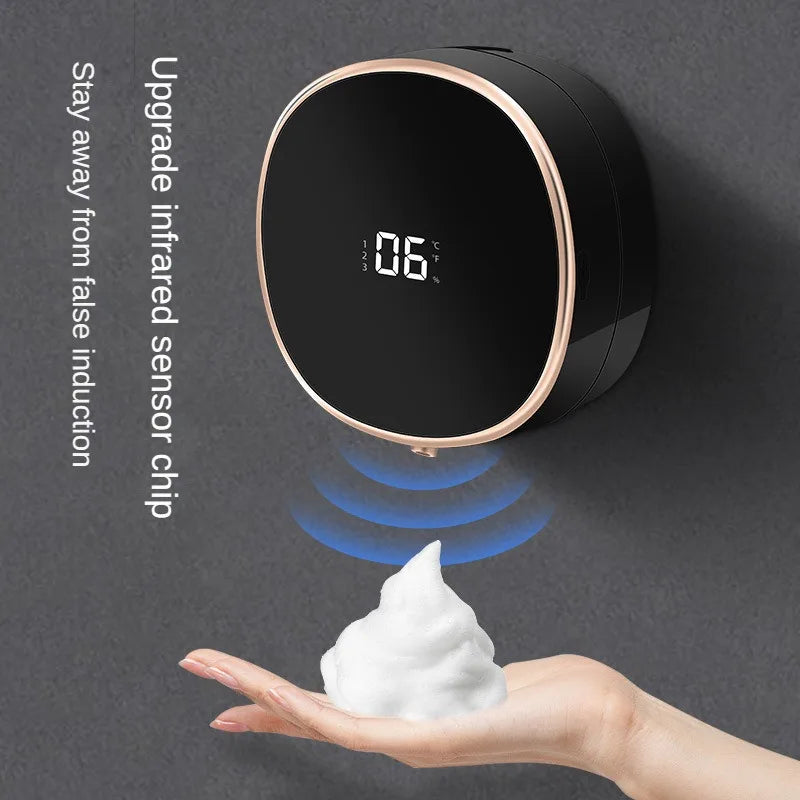 Distributeur de savon liquide à capteur de lavage à main à induction automatique sans contact avec capteur infrarouge avec affichage numérique de la température