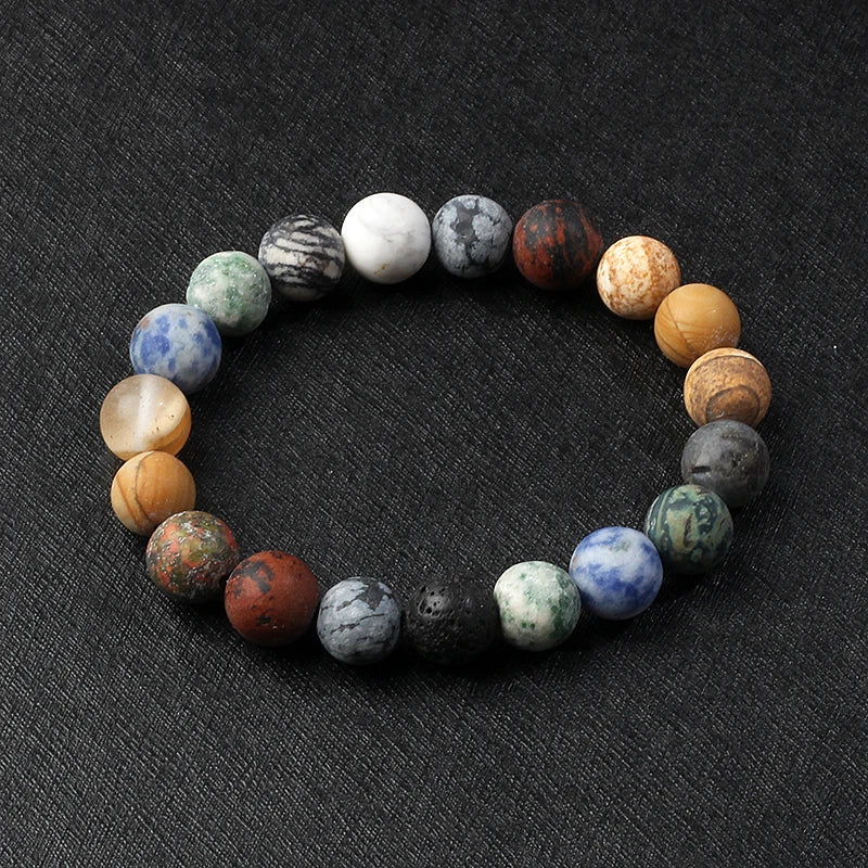 🌌 Bracelet Galaxie – 8 Planètes du Système Solaire & Étoile Gardienne