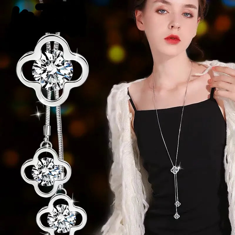 Collier Pendentif Fleur BYSPT – Couleur Argent & Imitation Perle