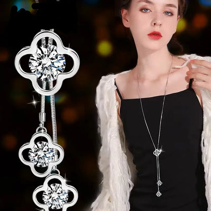 Collier Pendentif Fleur BYSPT – Couleur Argent & Imitation Perle
