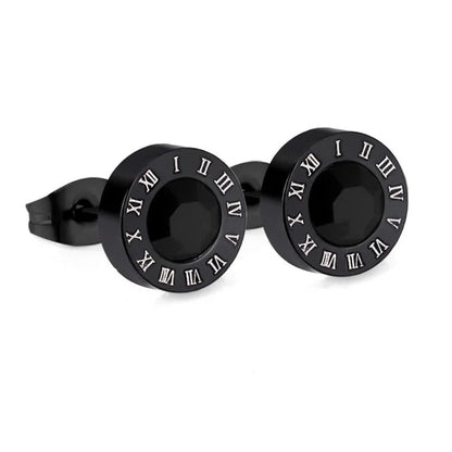LUXUSTEEL Boucles d'oreilles en cristal acrylique en acier inoxydable pour femmes Hommes Punk Roman Number Clear Black CZ Bling Bijoux d'oreille de mode